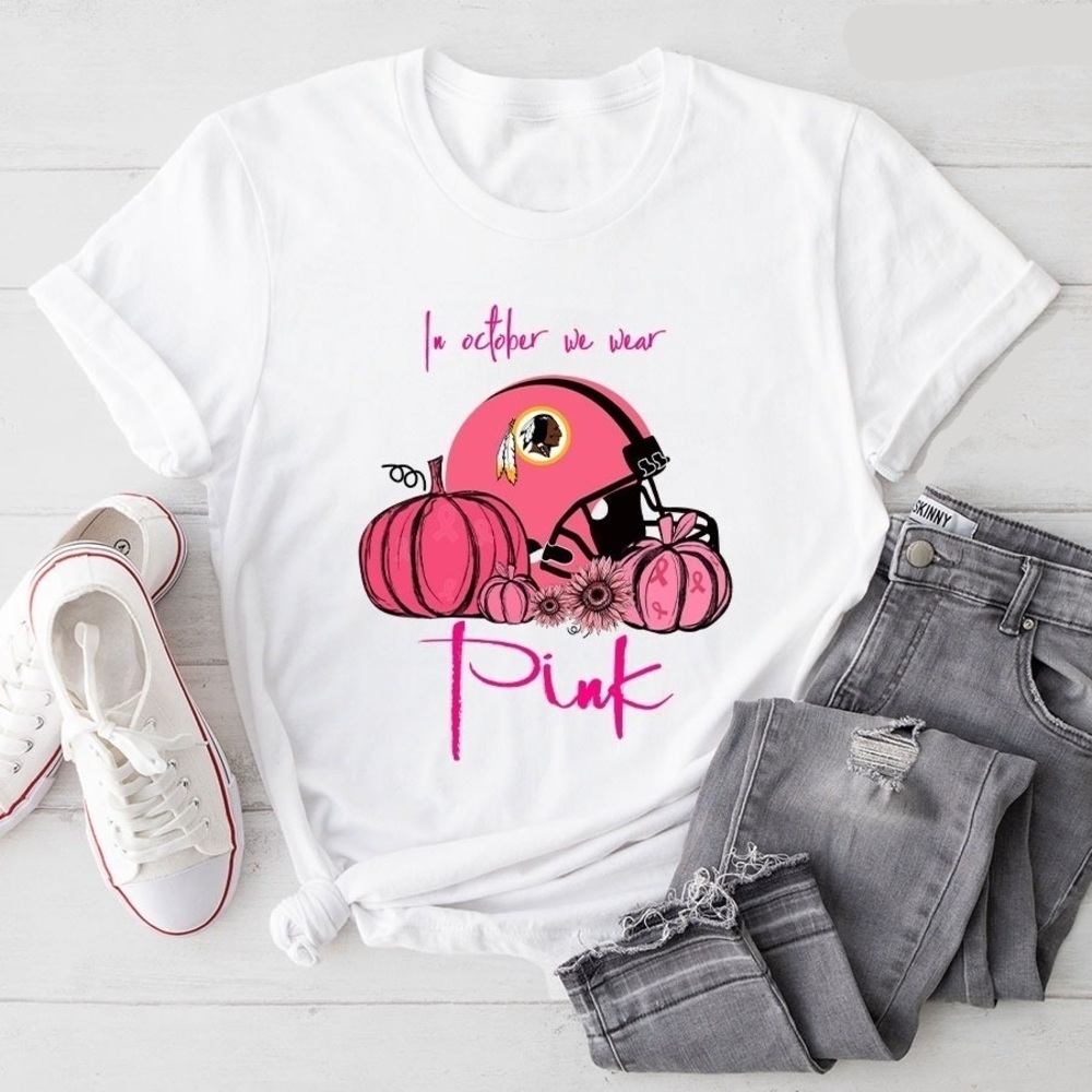 Pumpkin Washington Redskins We Wear Breast Cancer Awareness Shirt